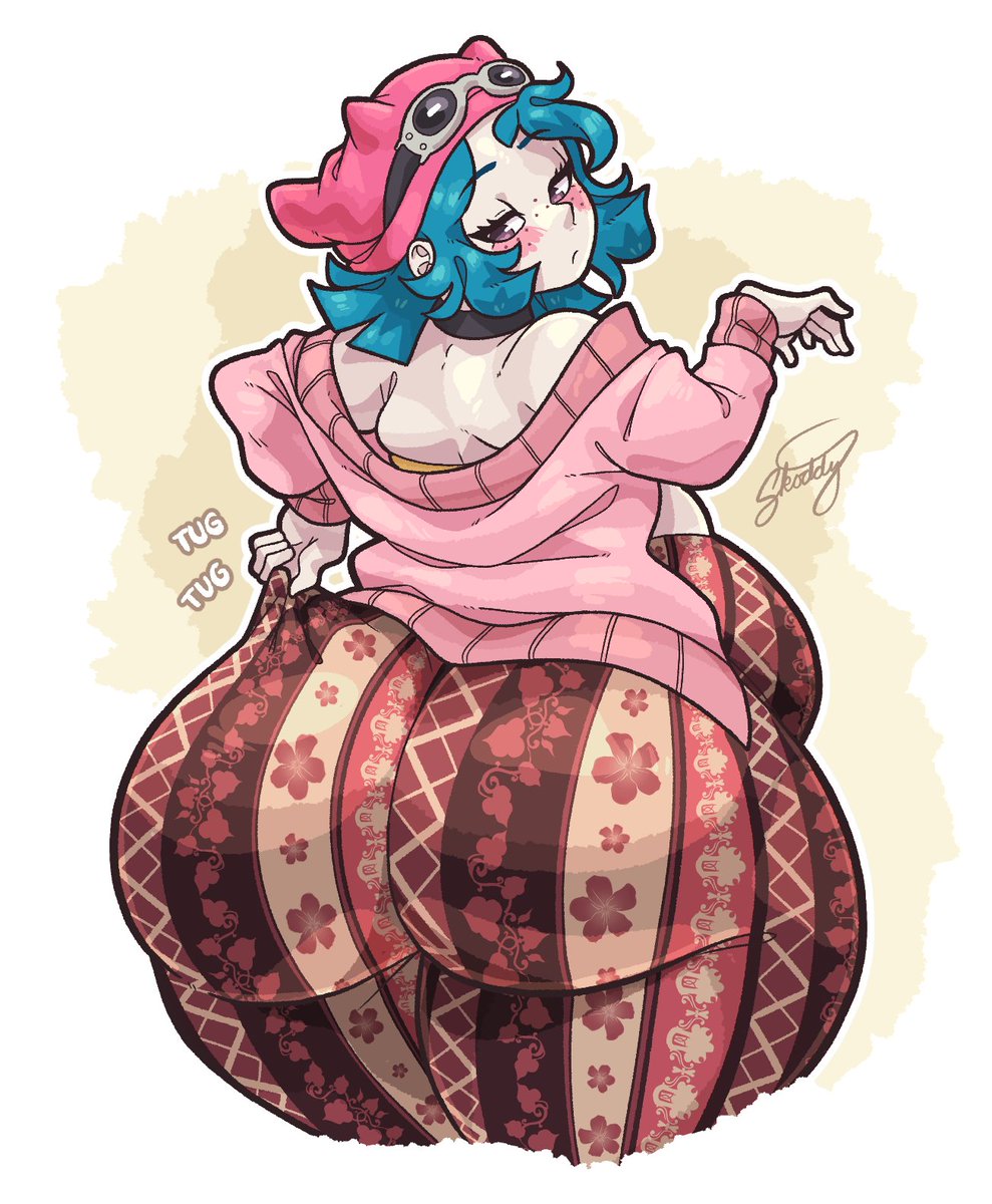 Marnie found some flare pants that fit! Too bad the trend died like 3 months ago... 🍑