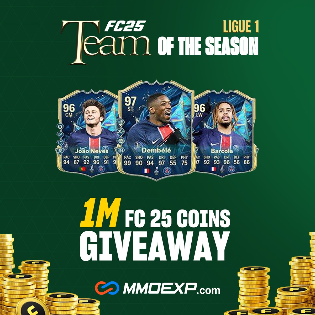 🚨1,000,000 FC 25 Coins Giveaway for Ligue 1 TOTS

✅Follow me &amp; Retweet &amp; Like &amp; Comment your platform for a chance to win.

🏆5 winners will be up during Ligue 1 week. 
🎯Build your best TOTS Team, Massive &amp; More Giveaways in MMO discord: discord.gg/mmoexp

#FC25 #TOTS