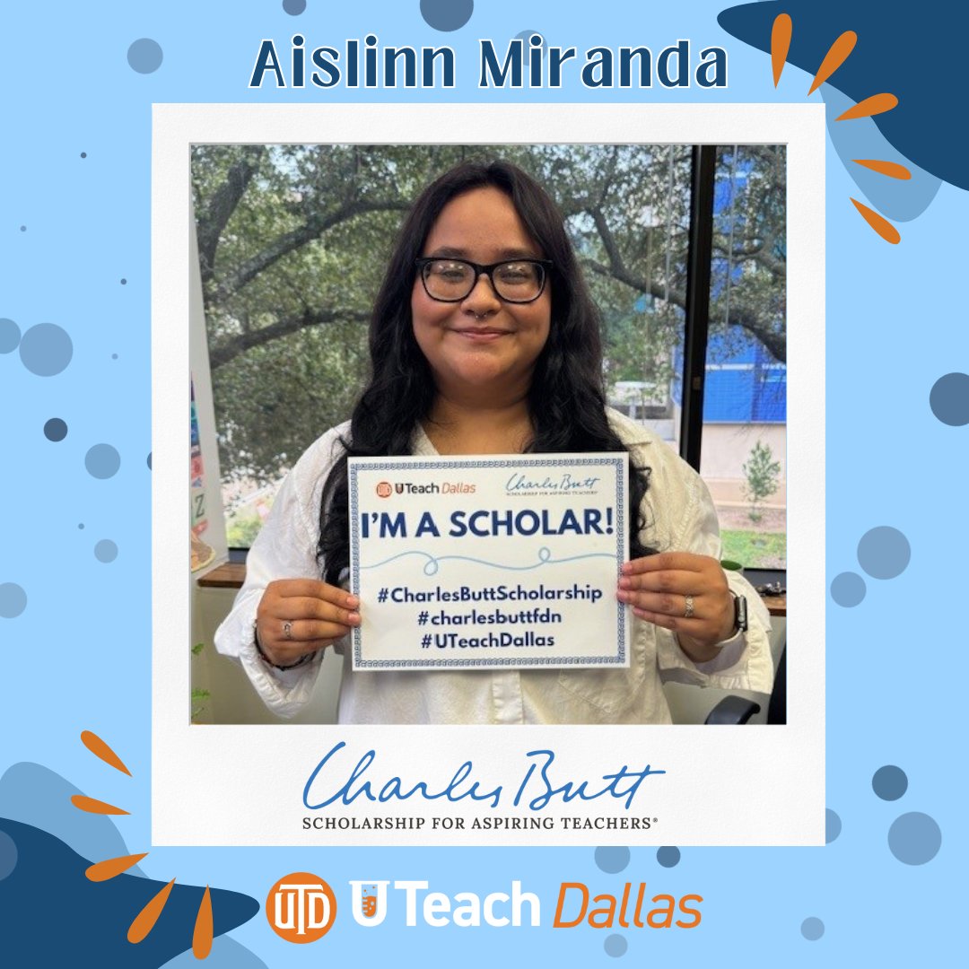 UTeach Dallas (@uteachdallas) on Twitter photo Aislinn Miranda is our next <a href="/CharlesButtFdn/">Charles Butt Foundation</a> #ScholarSpotlight. She is a graduating Chemistry major and #UTeachDallas #STEMEducation Minor earning her teaching certification in Chemistry 7-12. "The thing I like most about UTeach Dallas ....
1/3 Aislinn Miranda is our next <a href="/CharlesButtFdn/">Charles Butt Foundation</a> #ScholarSpotlight. She is a graduating Chemistry major and #UTeachDallas #STEMEducation Minor earning her teaching certification in Chemistry 7-12. "The thing I like most about UTeach Dallas ....
1/3