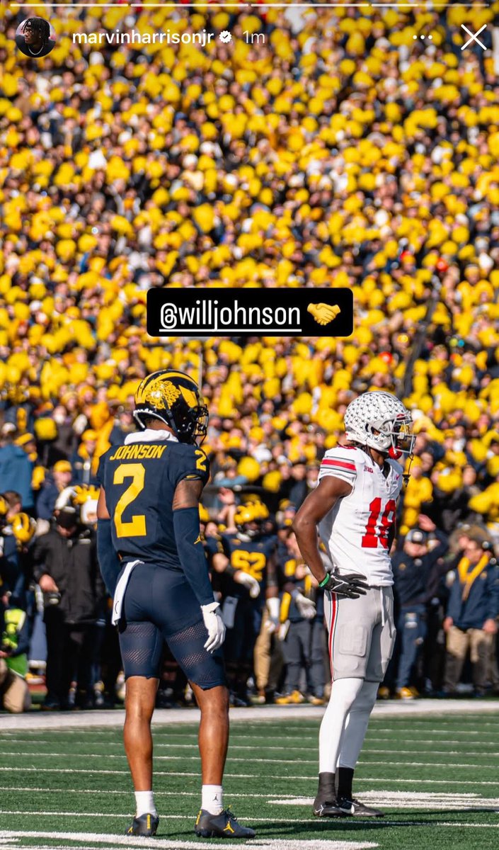 bluebyninety's tweet image. Marvin Harrison Jr. showing love to Will Johnson. Former rivals are now teammates in Arizona.