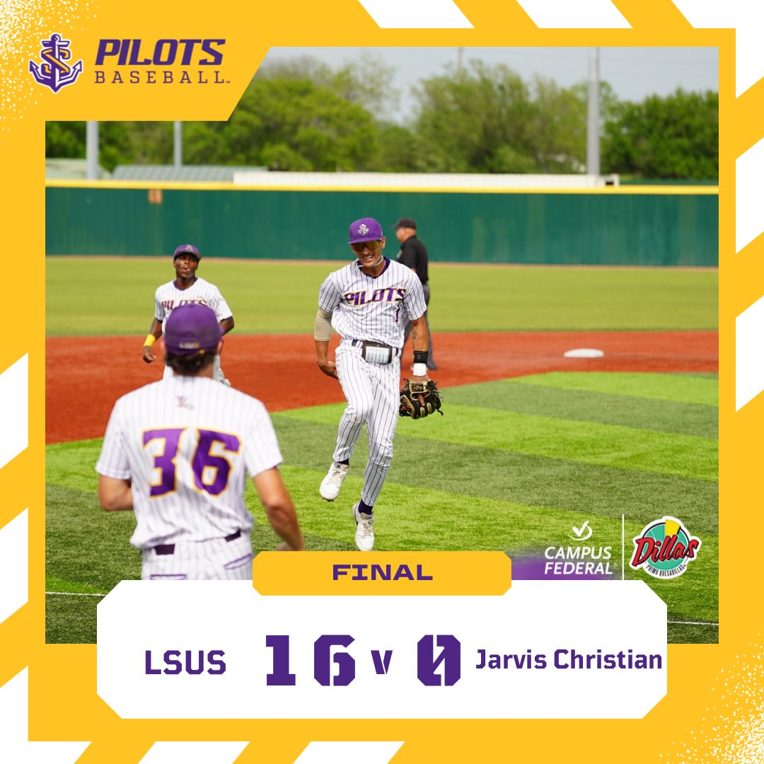 LSUSathletics's tweet photo. PILOTS BSB WINS!!!
LSUS defeats Jarvis Christian, 16-0!
#GeauxPilots #AnchorUp #Number45 https://t.co/YoWH1jcoZw