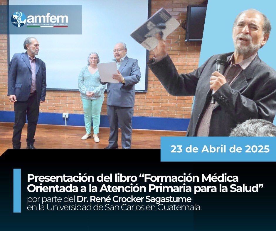 El Dr. René Crocker Sagastume presentando el libro "Formación Médica
Orientada a la Atención Primaria para la Salud" en la Universidad de San Carlos en Guatemala.