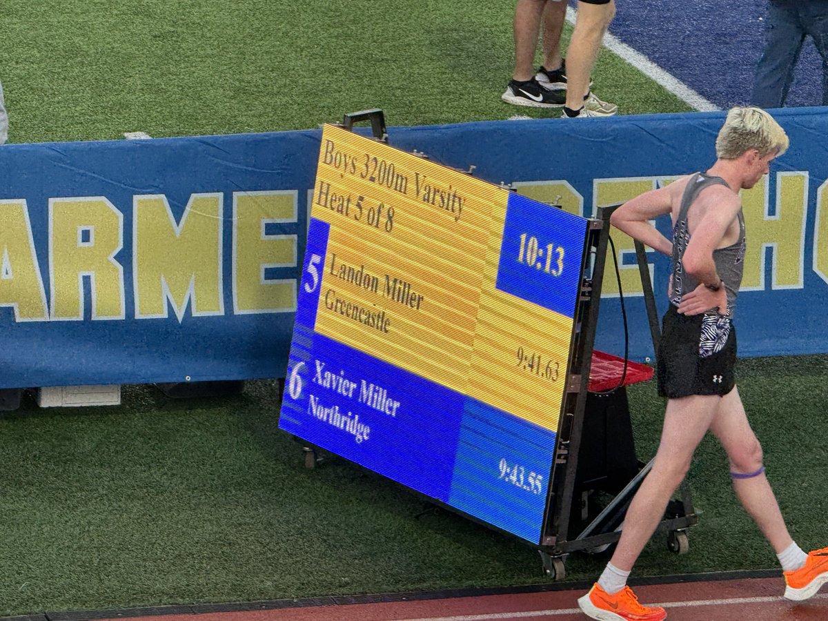 What a great night for Landon Miller at the Carmel Distance Showcase.  Landon ran an outstanding race and tied his personal best time of 9:41 in the 3200 placing 5th in his heat.  Greencastle is proud!