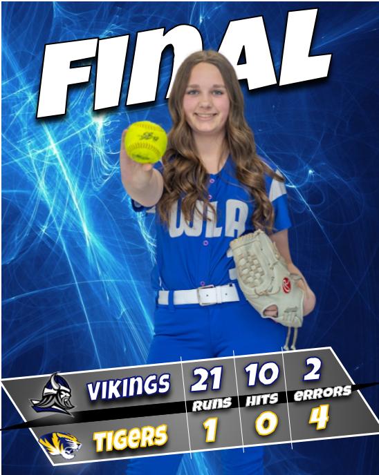 Final 🥎 WLA 21 | Howards Grove 1

Congrats to Freshman Lily Strutz on throwing a 4-inning No-Hitter for the Vikings, with 5 K's!  We collected 10 hits led by...
- Suprenand - 3 H's, 2 RBI's
- Christensen - 2 H's, 3 RBI's
-  Wild - 2 H's, 2 RBI's