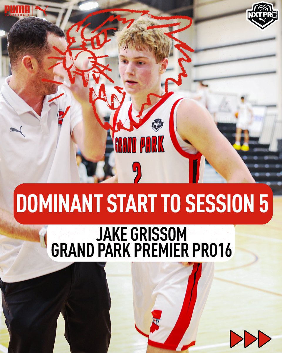 PRO16League's tweet photo. Session 5 just got underway and Jake Grissom is already cooking. Different mode.🔥👀

#PRO16Family | @PUMAHoops https://t.co/SkX0vv7gWe