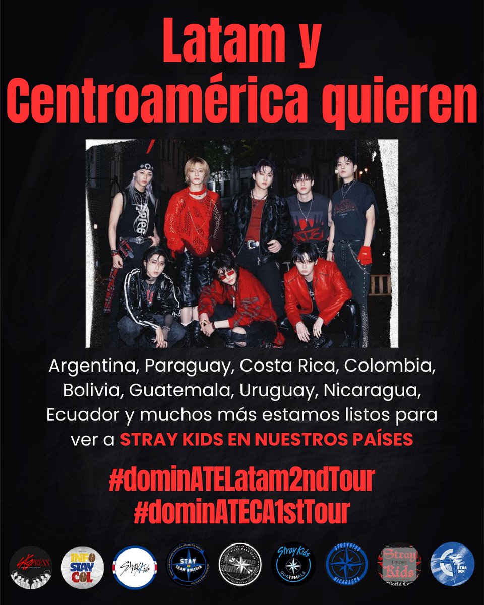 🚨¡STAY, COMENZAMOS LA MASIVA GLOBAL! 🚨 

Queremos a Stray Kids en LATAM Y CENTROAMÉRICA. ¡No queremos quedar fuera del tour DominATE! 💓

#dominATELatam2ndTour #dominATECA1stTour #dominATExNicaragua

<a href="/LiveNation/">Live Nation</a> <a href="/LiveNationLatin/">Live Nation Latino</a> <a href="/LiveNationKpop/">Live Nation Kpop</a> <a href="/Stray_Kids/">Stray Kids</a> <a href="/jypnation/">JYPnation</a>