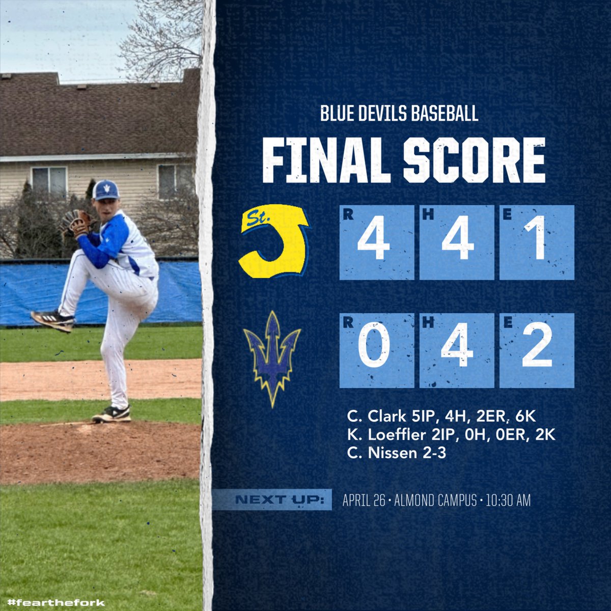 Warren Baseball (@wths_bluedevils) on Twitter photo The winning streak comes to an end with a 4-0 loss to St. Joeโs.
<a href="/Cooper_Clark8/">Cooper Clark</a> (5IP, 4H, 2ER, 6K) and <a href="/k_loeff5208/">Kyler loeffler</a> (2IP, 0H, 0ER, 2K) hold a tough St. Joeโs lineup in check. <a href="/connorwnissen/">connor nissen</a>
2-3. Warren is now 14-4 (5-1) on the season. #fearthefork The winning streak comes to an end with a 4-0 loss to St. Joeโs.
<a href="/Cooper_Clark8/">Cooper Clark</a> (5IP, 4H, 2ER, 6K) and <a href="/k_loeff5208/">Kyler loeffler</a> (2IP, 0H, 0ER, 2K) hold a tough St. Joeโs lineup in check. <a href="/connorwnissen/">connor nissen</a>
2-3. Warren is now 14-4 (5-1) on the season. #fearthefork