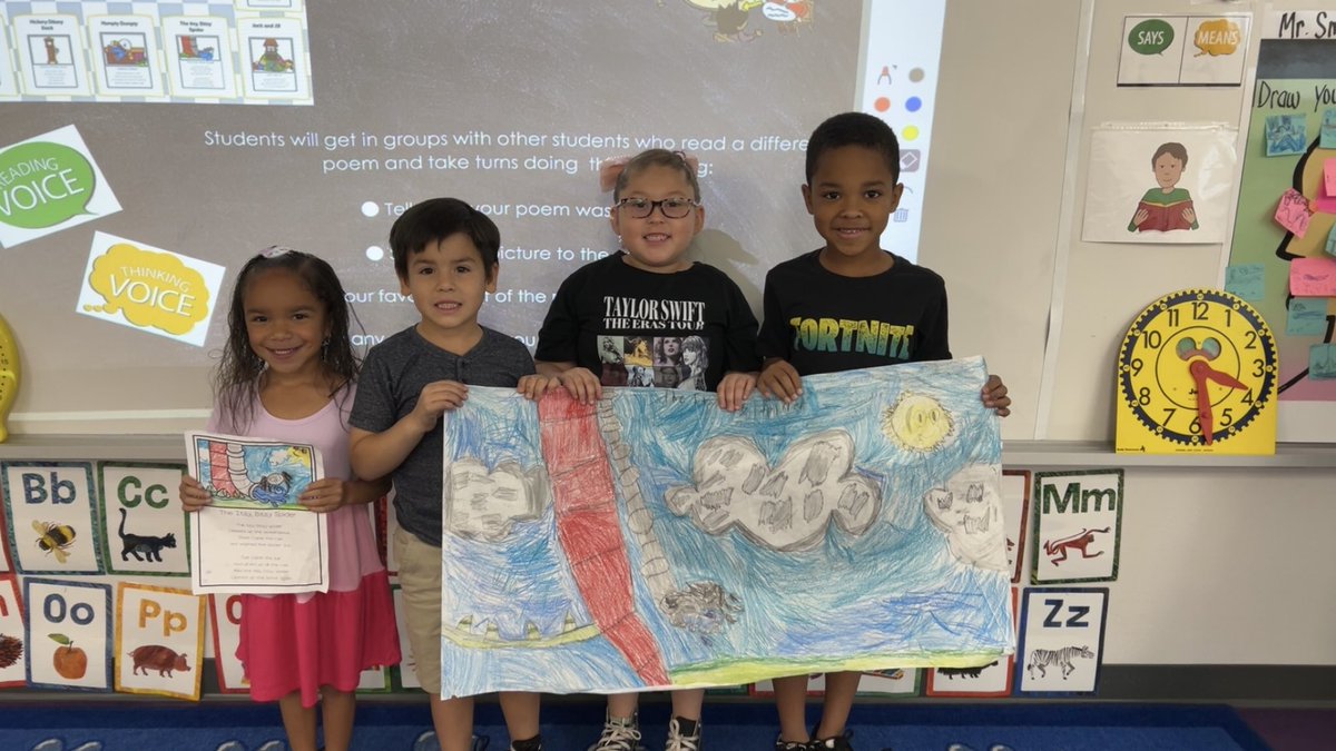 Emily Rush (@redrush27_bnes) on Twitter photo Jackrabbit Scholars discussing rhyme and rhythm in nursery rhymes and a variety of poems. Then, illustrating as a group, characteristics of a chosen poem. <a href="/BNarbuth_ES/">Fernie Miranda</a> <a href="/LOHara_CBNE/">Lily O'Hara</a> <a href="/MRod_CBNE/">Melissa Rodriguez</a> <a href="/LHerrera_BNES/">Lisa Herrera</a> #poems #nurseryrhymes Jackrabbit Scholars discussing rhyme and rhythm in nursery rhymes and a variety of poems. Then, illustrating as a group, characteristics of a chosen poem. <a href="/BNarbuth_ES/">Fernie Miranda</a> <a href="/LOHara_CBNE/">Lily O'Hara</a> <a href="/MRod_CBNE/">Melissa Rodriguez</a> <a href="/LHerrera_BNES/">Lisa Herrera</a> #poems #nurseryrhymes