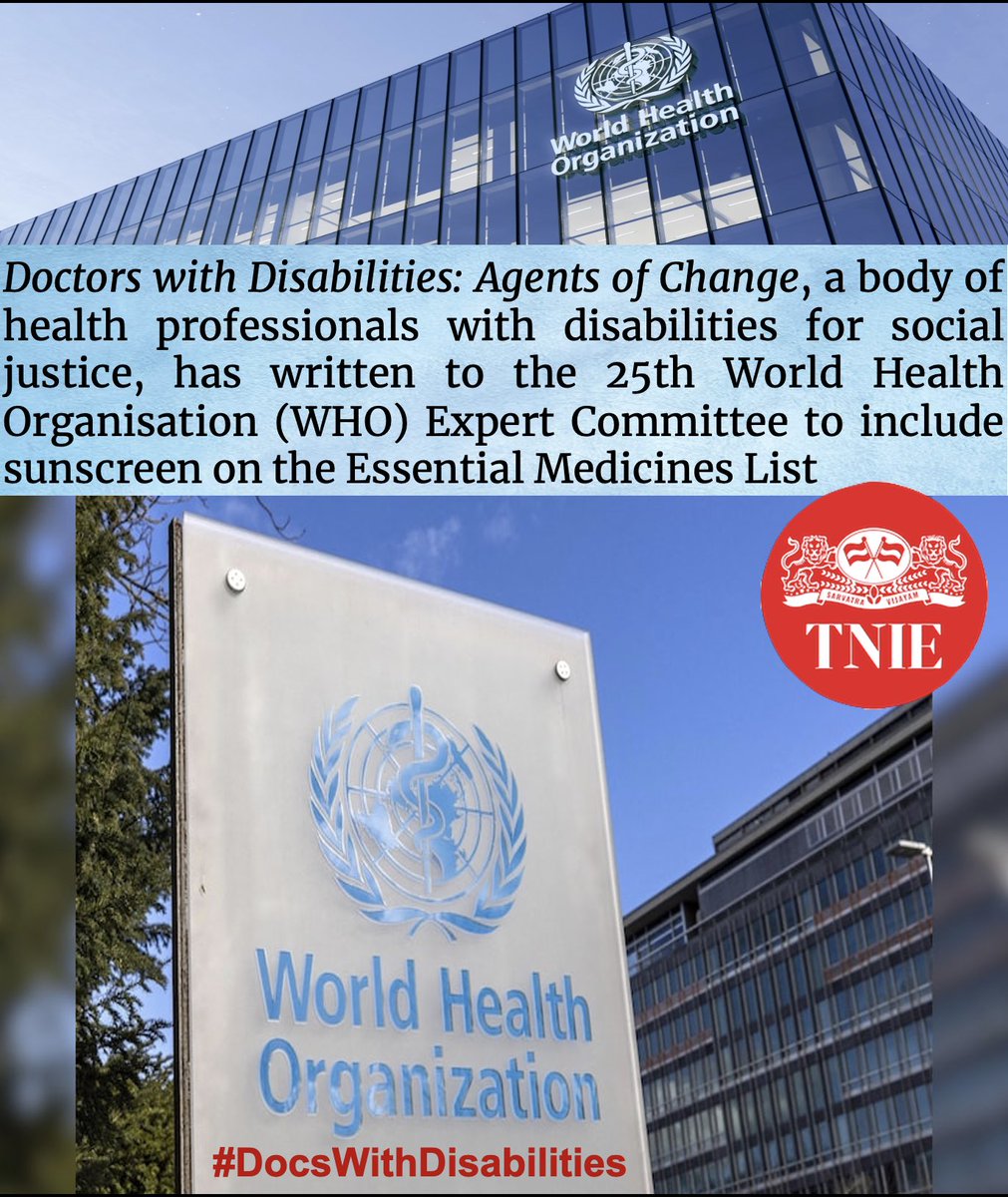 Doctors With Disabilities 🇮🇳 🩺 👩🏻🦽 (@dwdaoc) on Twitter photo Include sunscreen on the essential medicine list: Doctors with disability write to WHO
👉 newindianexpress.com/nation/2025/Ap… #
<a href="/NewIndianXpress/">The New Indian Express</a> <a href="/UnAlbinism/">UN Independent Expert on Albinism</a> <a href="/AfricaAlbinism/">Africa Albinism Network</a> Include sunscreen on the essential medicine list: Doctors with disability write to WHO
👉 newindianexpress.com/nation/2025/Ap… #
<a href="/NewIndianXpress/">The New Indian Express</a> <a href="/UnAlbinism/">UN Independent Expert on Albinism</a> <a href="/AfricaAlbinism/">Africa Albinism Network</a>