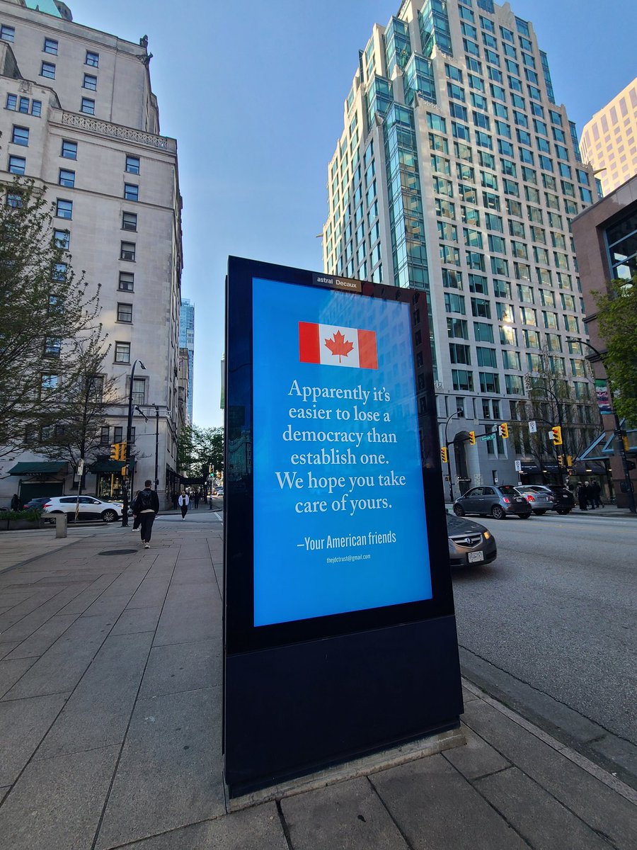 Well, this stopped me in my tracks. Spotted in the centre of downtown Vancouver. Apparently taken out by a private citizen stateside who cares about his neighbours.