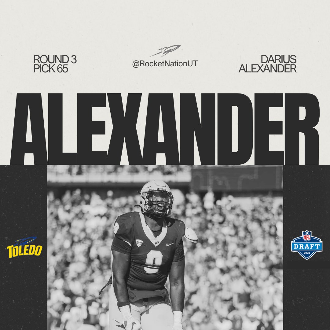 Holy Toledo!

Congratulations Darius Alexander on being selected Round 3 Pick 65 in the #NFLDraft to the <a href="/Giants/">New York Giants</a> 

#GoRockets🚀