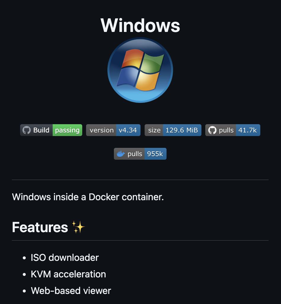 اگه یه زمانی نیاز شد تو لینوکس، ویندوز رو بالا بیاری میتونی از این ریپو برای بالا اوردن یه کانتینر داکر استفاده کنی!

github.com/dockur/windows