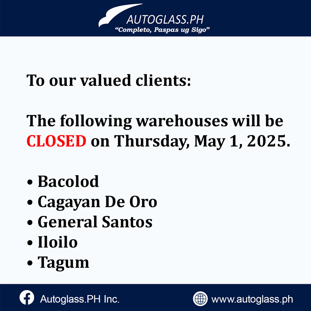 PhAutoglass's tweet photo. Pahibalo!!

Ani ang lista sa atong mga 𝐎𝐏𝐄𝐍 &amp; 𝐂𝐋𝐎𝐒𝐄𝐃 nga mga bodega sa Huwebes, Mayo 1, 2025. (Labor Day).

https://t.co/Eb58Fkc275
WhatsApp/Viber/Hotline : 0917 164 5277 Daghang Salamat!

“Completo,Paspas ug Sigo”
#Acrylic #Autoglass #AutoglassPH #Autoparts #Bestbai https://t.co/mW93oTLpCd