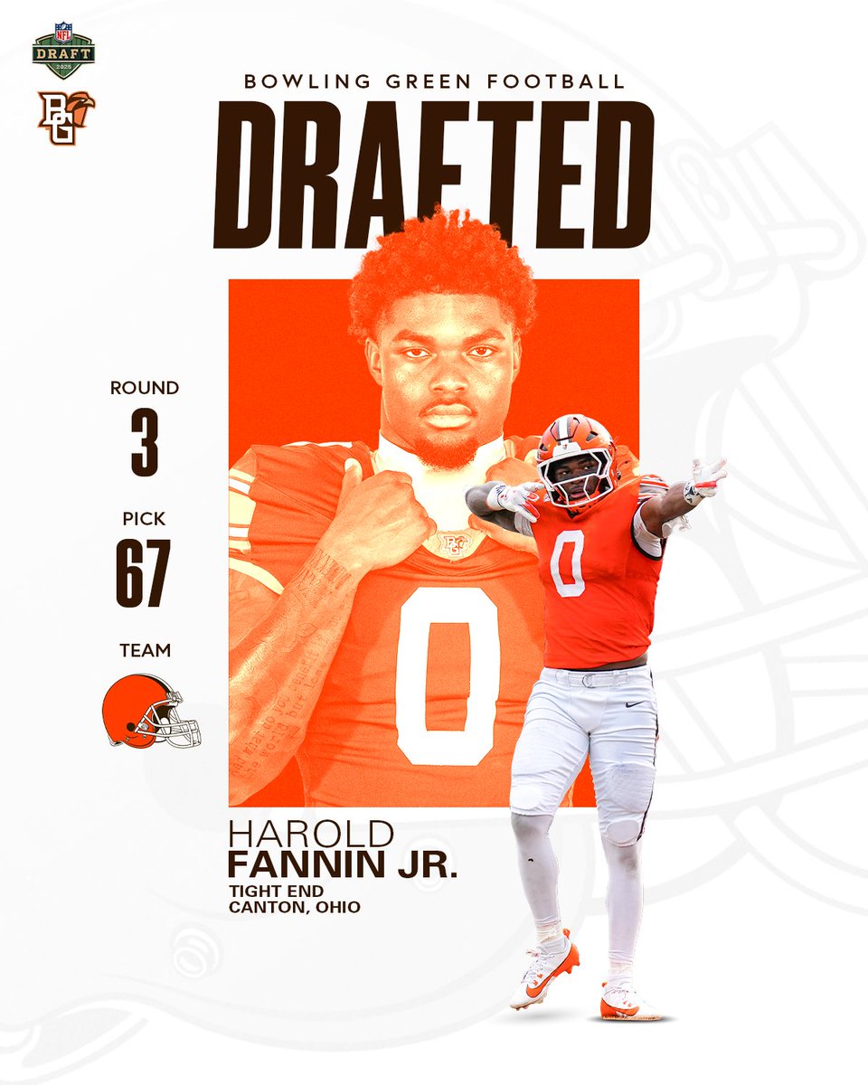 We already know he looks GREAT in 🟠🟤‼️

Harold Fannin Jr. is selected by the <a href="/Browns/">Cleveland Browns</a> in the third round (67 overall) of the <a href="/NFL/">NFL</a> Draft 😤

#AyZiggy