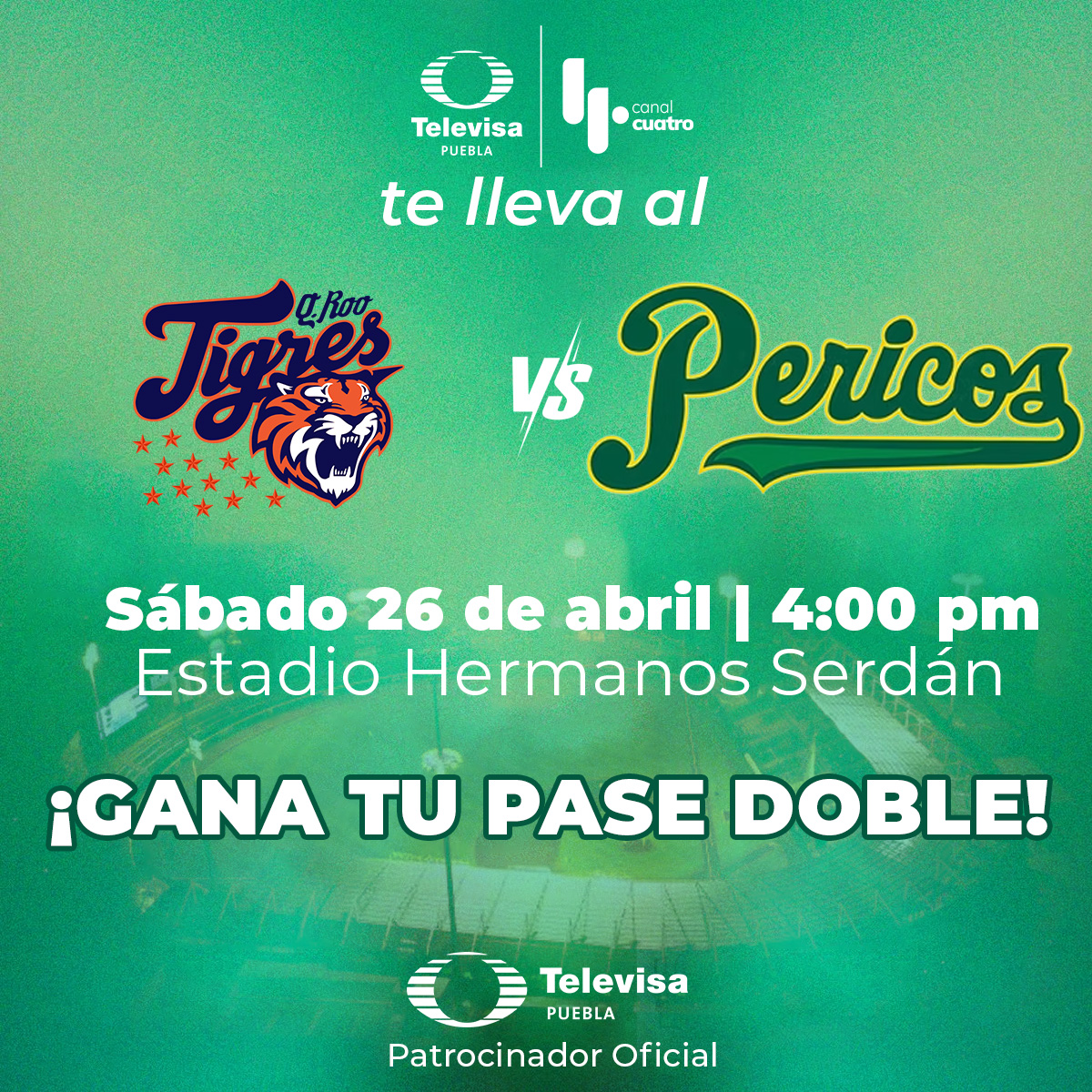TelevisaPuebla's tweet photo. ¡Televisa Puebla te lleva al juego entre Tigres y Pericos! 🔥⚾️ 🎟️Tenemos dos pases dobles 🎫Síguenos, dale ❤️, RT y dinos con quién asistirás al partido. Tienes hasta la 1  pm para participar. https://t.co/HkhqHRhRnS
