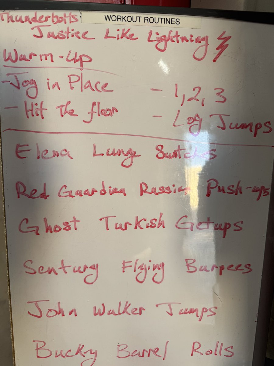 avengerz777's tweet image. The countdown has begun! I am so proud of our station’s #FireExplorers who were pure #JusticeLikeLightning and muscled through this workout! Clocked at 1,000 calorie burn in 30 minutes! This will be a #Thunderbolts week for the #Avengerz777 as well! ⚡️