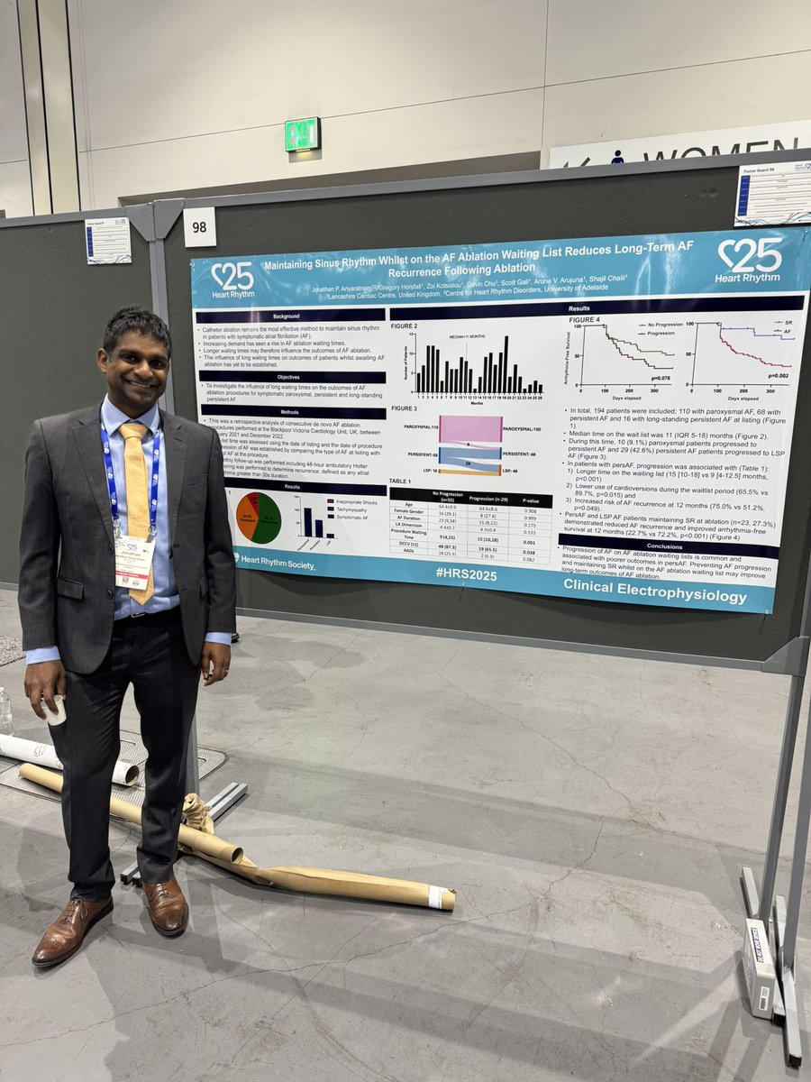 Jenelle Dziano (@jenelledziano) on Twitter photo <a href="/JonathanAriya/">Jonathan Ariyaratnam</a> highlighting the importance of maintaining sinus rhythm while on the ablation wait list.
⚠️ Progression of PersAF during this wait time associated with worse outcomes at 12 months.
#CHRD #HRS2025 <a href="/UniofAdelaide/">Uni of Adelaide</a> <a href="/JonathanAriya/">Jonathan Ariyaratnam</a> highlighting the importance of maintaining sinus rhythm while on the ablation wait list.
⚠️ Progression of PersAF during this wait time associated with worse outcomes at 12 months.
#CHRD #HRS2025 <a href="/UniofAdelaide/">Uni of Adelaide</a>