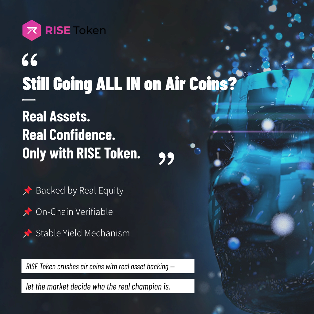 risetoken_'s tweet photo. 💥 Still going ALL IN on air coins?
RISE Token is backed by real equity, verifiable on-chain, and built for stable returns.
No hype — just real assets, real value.
Let the market decide who the real champion is.
#RISEToken #RWA #CryptoSecurity https://t.co/mEyJW71kUj