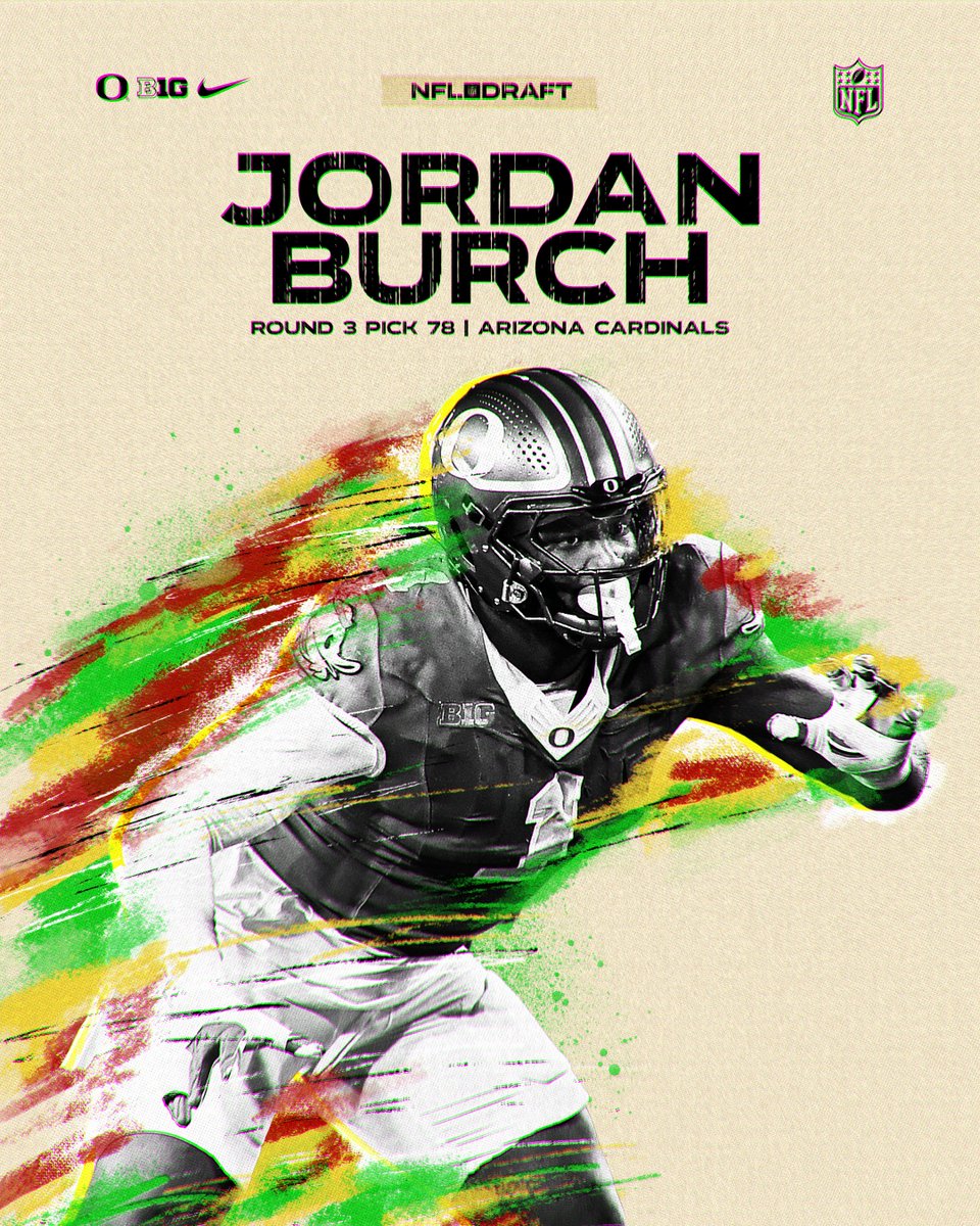 Bringing the heat. 

@OregonFootball’s Jordan Burch is drafted 78th overall in the 2025 #NFLDraft by the Arizona Cardinals. #GoDucks