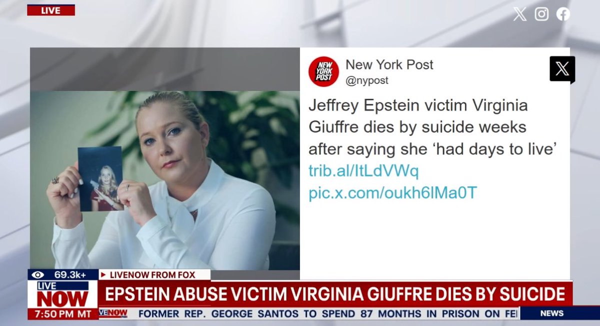 yourfriendSOMMI's tweet photo. ❤️💛💚💙

🚨 BREAKING 🚨 

Virginia Giuffre, the Jeffrey Epstein island victim, has been assassinated with a fake “suicide” explanation.

The Deep State in unstoppable. https://t.co/tJZeTE2JES