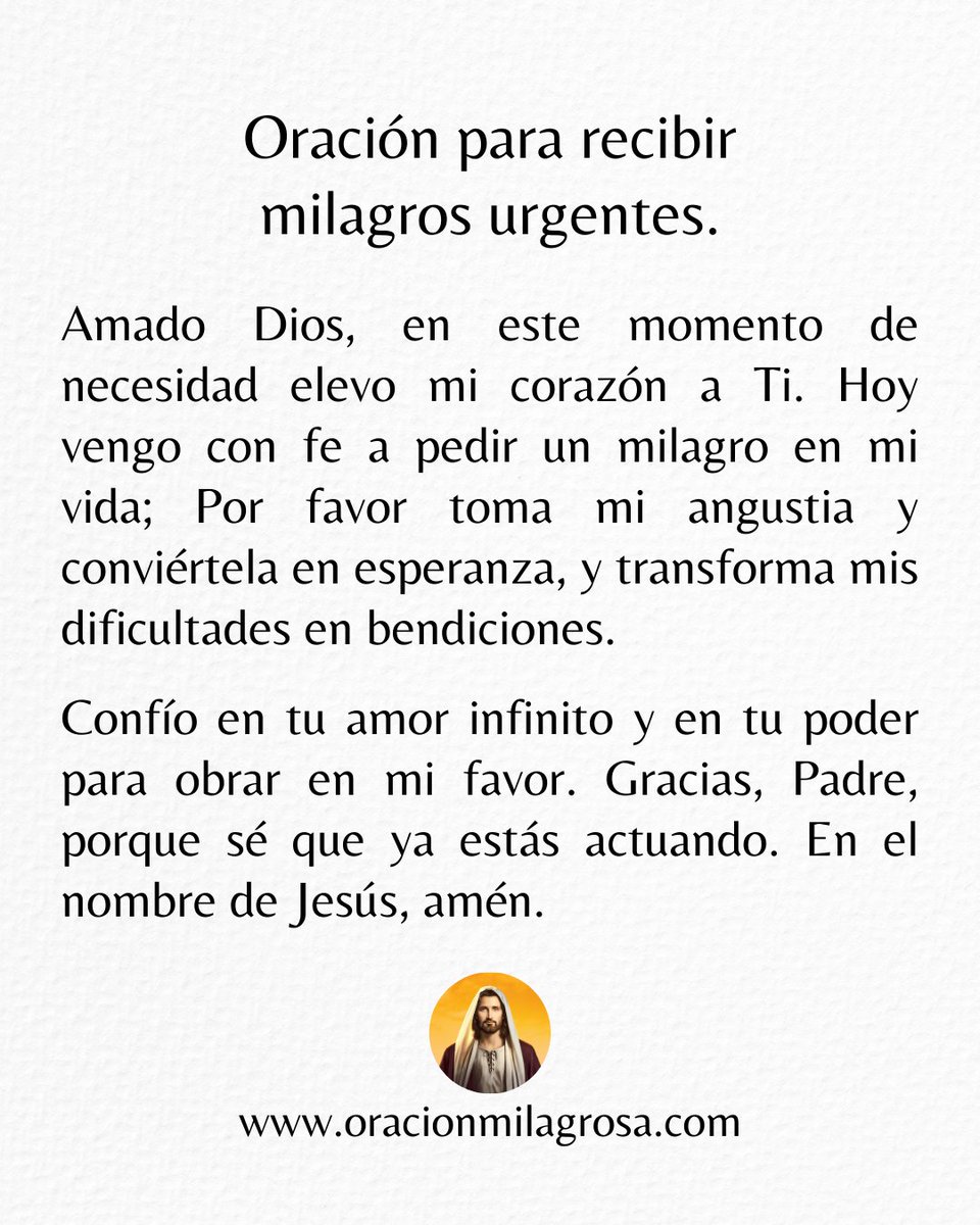 🙏 Oración para recibir milagros urgentes.