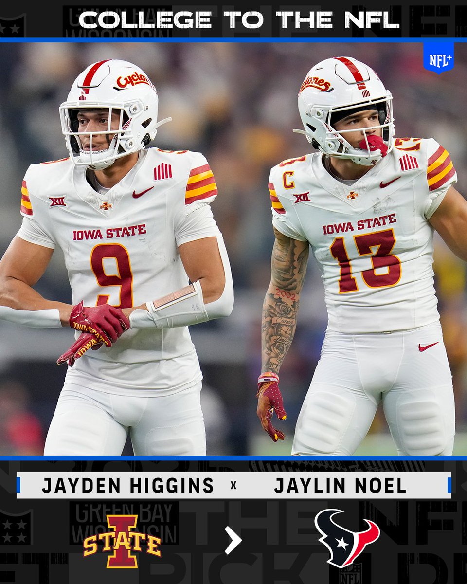 NFLPlus's tweet photo. Higgins and Noel are staying together 🤝

@CycloneFB | @HoustonTexans | #NFLDraft https://t.co/Yfd1IxRWwg