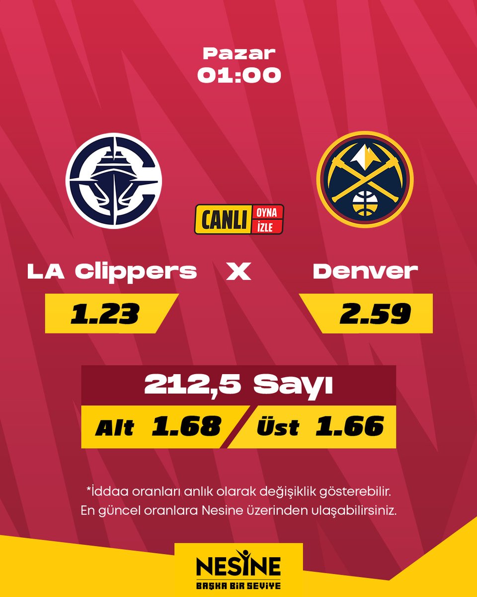 Batı Konferansı 4. maçında seride 2-1 önde olan LA Clippers, Denver'ı konuk ediyor!

LA Clippers - Denver mücadelesi CANLI OYNA - CANLI İZLE servisleriyle Nesine'de!

Hemen Oyna - Canlı İzle --&gt; nsn.tc/3EOOsgp