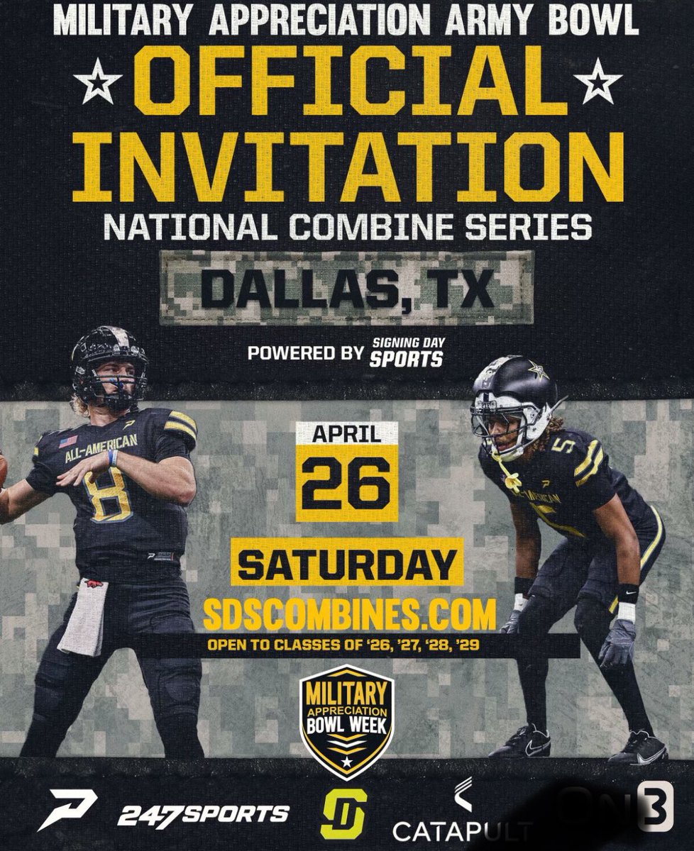 Thanks <a href="/ArmyBowlCombine/">USArmyBowlCombine</a> for the camp invite <a href="/DelawareStateFB/">Delaware State Football</a> <a href="/GavinDavis57071/">Gavin Davis</a>