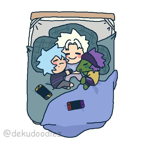 dekudoodlez's tweet image. sleepy video game dust, lizard, and icy friend having a calm and restful slumber party after having lots of video game playtime aww

thank you D!!!