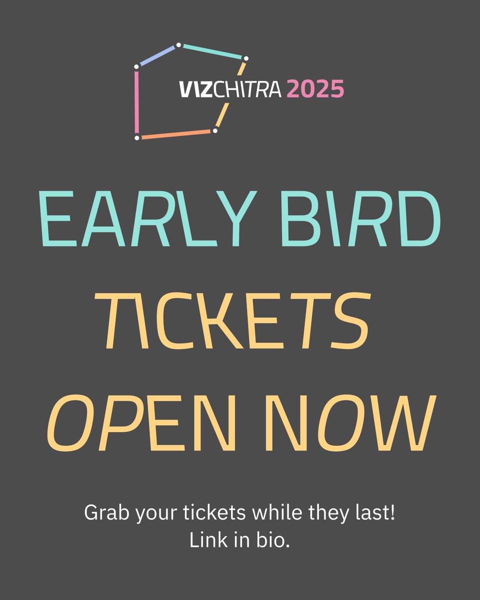 Come for the charts. Stay for the community. 
Early bird tickets are now open for India’s first-ever data viz conference — VizChitra 2025!

🗓️ 27-28 June, Bengaluru
🎟️ Early Bird Tickets are live — grab yours before they sell out! Find them at hasgeek.com/VizChitra/2025/
