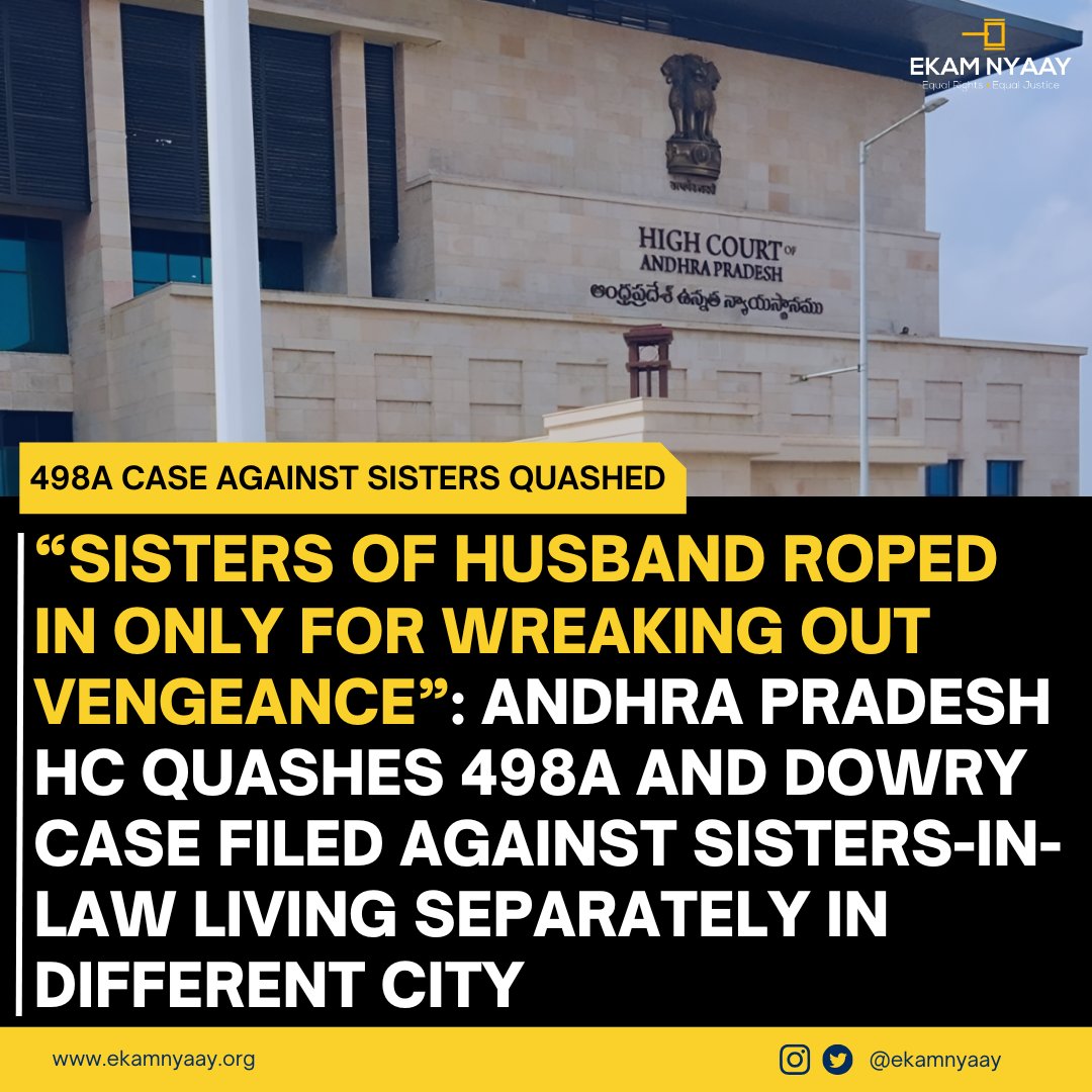 ekamnyaay's tweet photo. “such vague allegations without any specific details as to on what date and when the said taunting was resorted to by petitioners 3 and 4 cannot sustain the scrutiny of law.”, Court observed.

https://t.co/DJmjiQ3Dh5

#MenToo #498A #Quash #AndhraPradesh #Sisterinlaw https://t.co/kEsaMsBt45