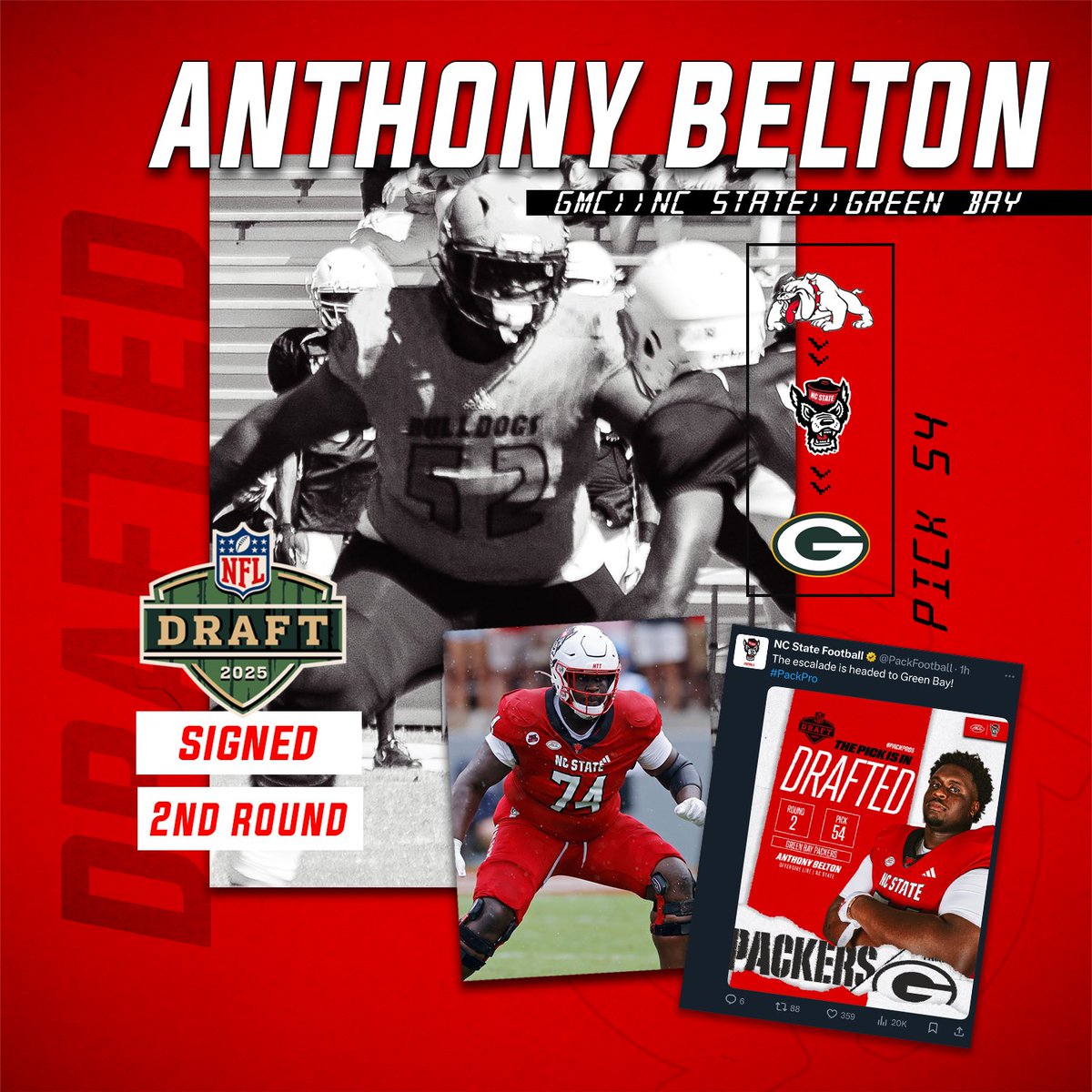 Congratulations to the first Junior College player taken in the 2025 NFL draft <a href="/BeltonAnthony/">Anthony“Escalade” Belton</a>‼️
#GMC4Life