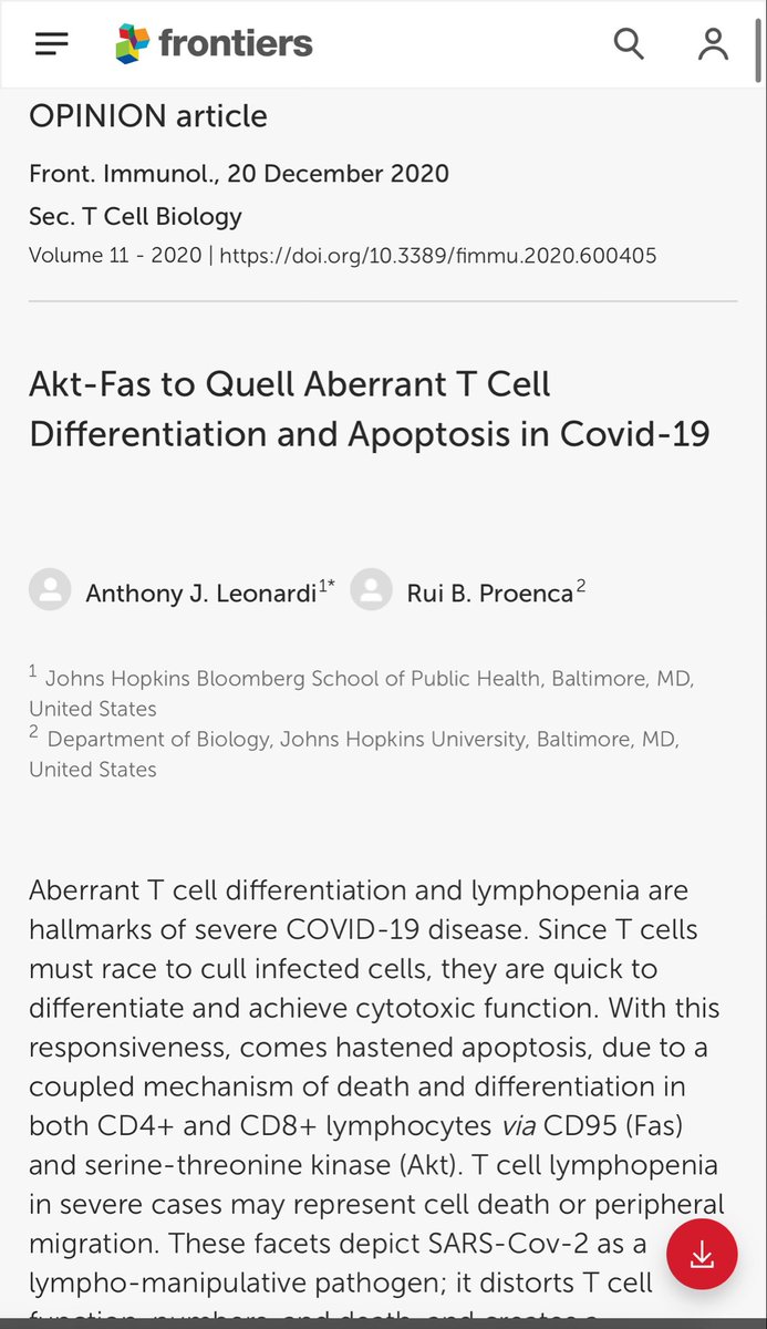 In 2020 I published an opinion saying SARS COV 2 lymphopenia was due to T cell death and was a massive problem that we had to “akt fas(t)” to correct

The physician owner of the LA Times now thinks the same, and he draws implications for cancer and pathogens

I told you so!
