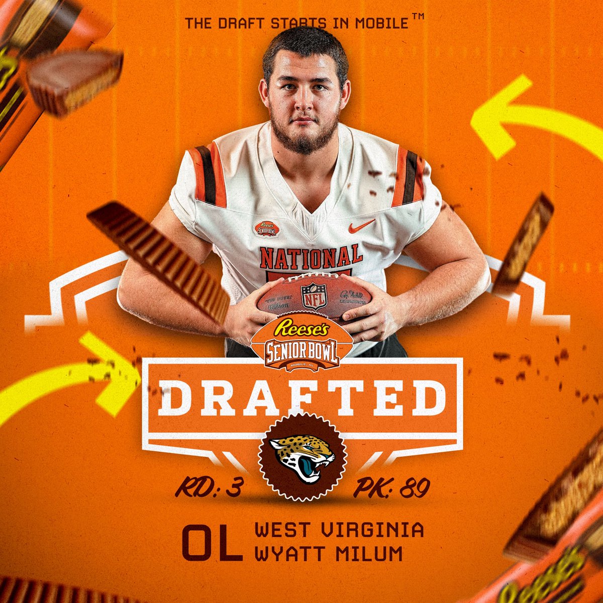 Reese's Senior Bowl (@seniorbowl) on Twitter photo The <a href="/Jaguars/">Jacksonville Jaguars</a> with back to back picks in the 3rd Round. What better way to spend those picks?? SENIOR BOWLERS!!
Pick 88: Caleb Ransaw
pick 89: Wyatt Milum
#thedraftstartsinMobile The <a href="/Jaguars/">Jacksonville Jaguars</a> with back to back picks in the 3rd Round. What better way to spend those picks?? SENIOR BOWLERS!!
Pick 88: Caleb Ransaw
pick 89: Wyatt Milum
#thedraftstartsinMobile