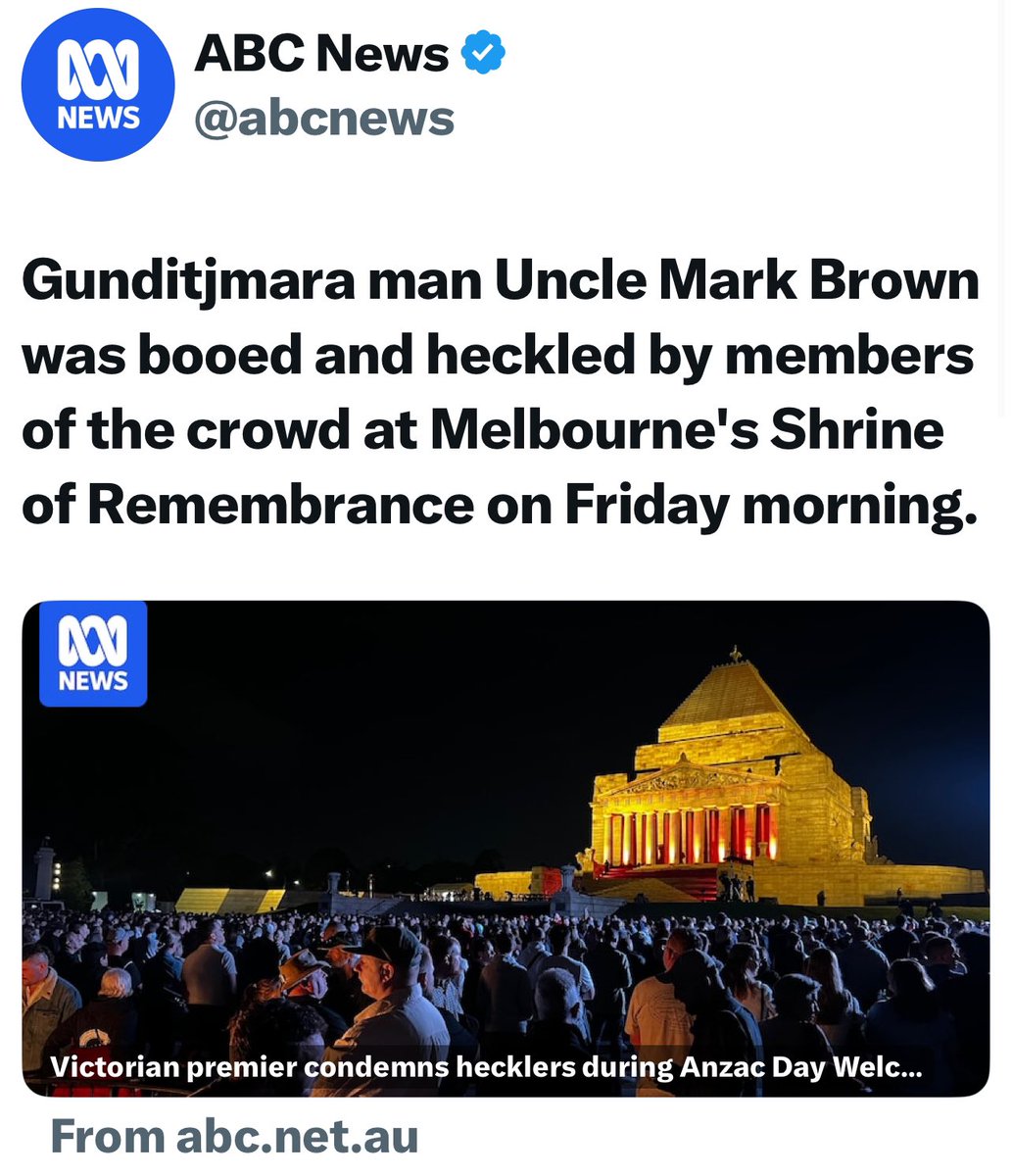 Craig_Foster's tweet photo. As a general rule to live by, if you’re on the opposite side of neo-Nazis, you’re in a good place.

Above all, this is very sad for all Australians.

That we can’t yet as a country celebrate our extraordinary, ancient history and be proud that the world’s longest enduring civilisation is ours.

We can’t yet, because we are still avoiding the full accounting of that history.

It seems to have gotten worse in recent years because of a concerted effort by organisations seeking to reverse any progress in reconciliation. We all saw the deranged messaging promoted during the referendum, about the UN taking over and other rubbish, that has normalised regression in Indigenous rights and allowed racism to ignite.

While we must all protect freedom of speech, which is only pertinent when it concerns things we vehemently disagree with, rights that have been under attack over the past year in universities and broader civic life, I thank all those who pushed back against those seeking to disrupt the welcome to country ceremony. 

It’s a simple acknowledgement that we all live together on land that our own Indigenous peoples incredibly inhabited and maintained for tens of thousands of years, the world’s oldest living culture, something that should be a national badge of immense pride, not a centre of culture wars.

In any event, at some point Australia will be strong enough to acknowledge the best, and worst of our history, and bring everyone together in truth and justice.

In my view, and while none can of course know, I do reckon that’s part of what Australians of last century were fighting for. As well as against Nazis, of course, which perfectly encapsulates the stupidity of this ideology. 

The rights of Indigenous people, just as yours, do not change according to how many people believe otherwise, but on the known facts of history, which are updated over time and naturally reach new conclusions, and the appropriate actions that follow from them.

Indigenous existence after millenia is a marvel, something to be immensely proud of as Australians.