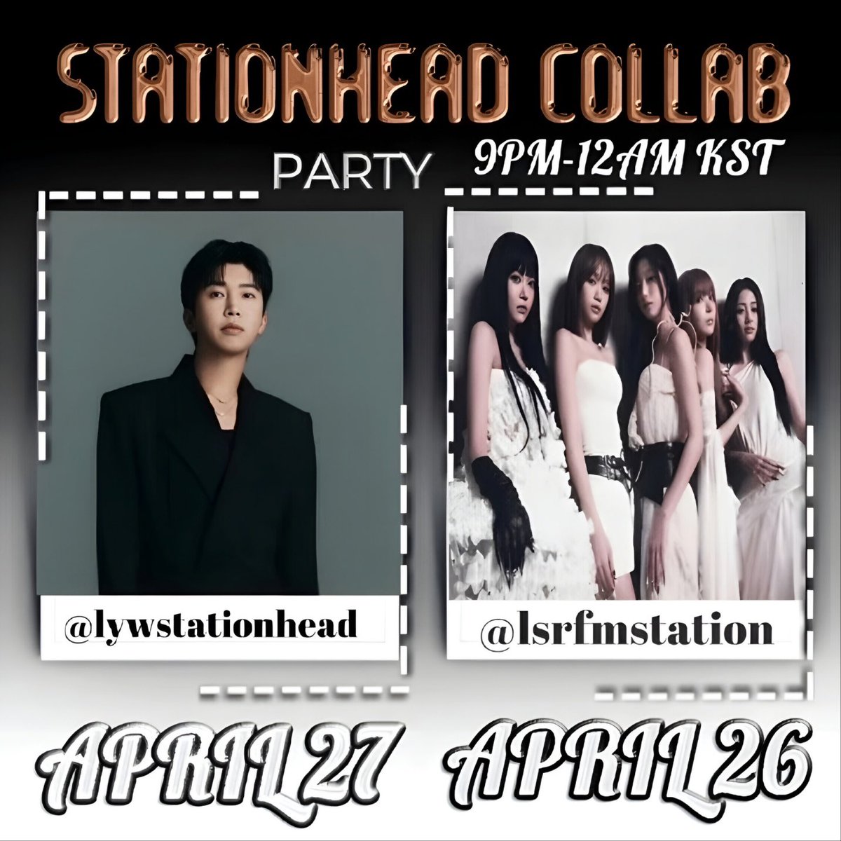 lywstationhead's tweet photo. 📢Inviting you to join our @STATIONHEAD COLLAB PARTY with @LSRFM_Station 

#LimYoungWoong x #LE_SSERAFIM

🗓️ April 26&amp;27TH
🕘 9PM-12AM KST
1:📻 https://t.co/KQmOgu9Ov6
2:📻https://t.co/X0tQLevQ4e

🚨It's today. Join us🚨
#For_the_Hero #LE_SSERAFIM
#LimYoungWoong  @le_sserafim https://t.co/a34ccWPXBt