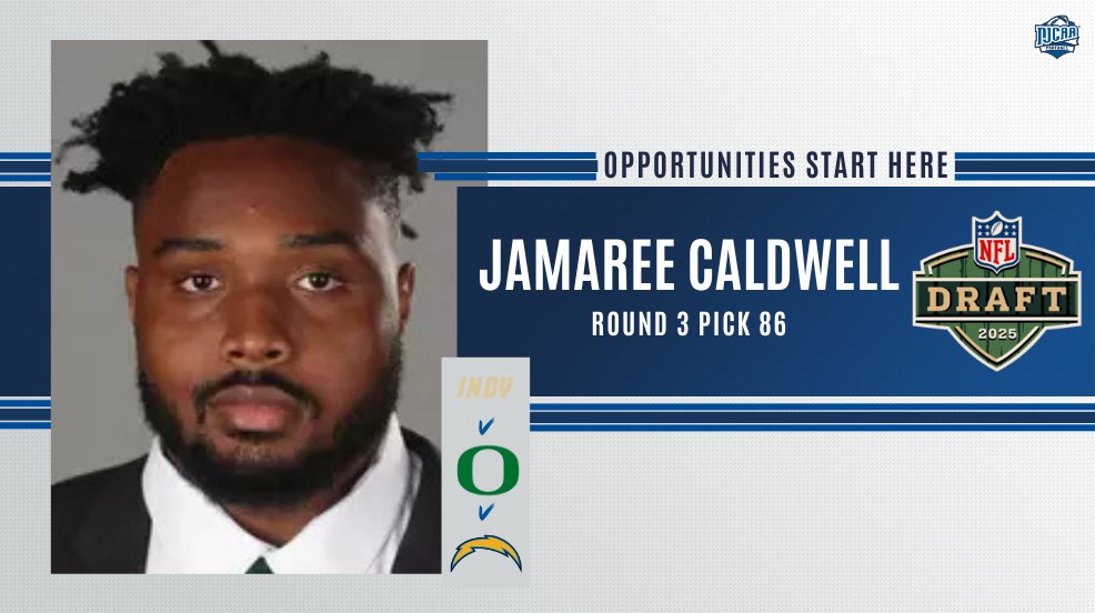 NJCAA Football (@njcaafootball) on Twitter photo ⭐️ Former <a href="/IndyPirates/">Independence CC Pirates Athletics</a> DL going to LA
Congrats to former Independence defensive lineman Jamaree Caldwell on being selected by the Chargers in the 2025 NFL Draft!
#NJCAAFootball | #SameGameSameRules ⭐️ Former <a href="/IndyPirates/">Independence CC Pirates Athletics</a> DL going to LA
Congrats to former Independence defensive lineman Jamaree Caldwell on being selected by the Chargers in the 2025 NFL Draft!
#NJCAAFootball | #SameGameSameRules