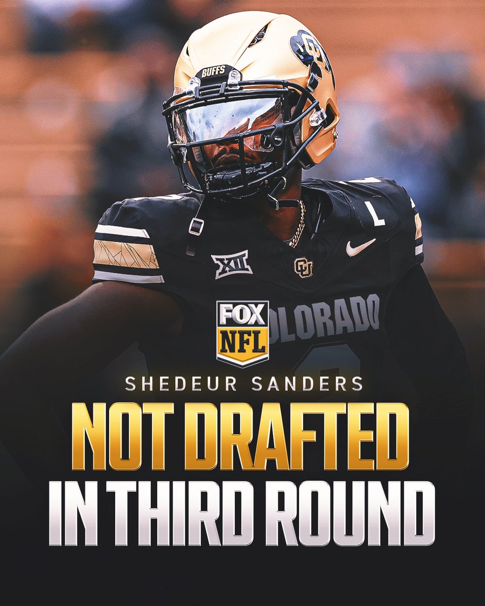 NFLonFOX's tweet image. After 102 picks, Shedeur Sanders remains undrafted. 

Where do you think the QB will be drafted? #NFLDraft