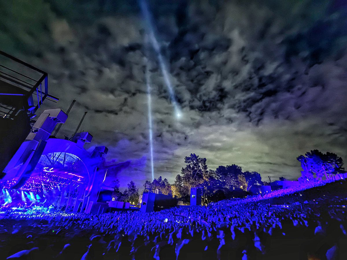 No moon, but we got promo beams in the distance. Ha. #phish