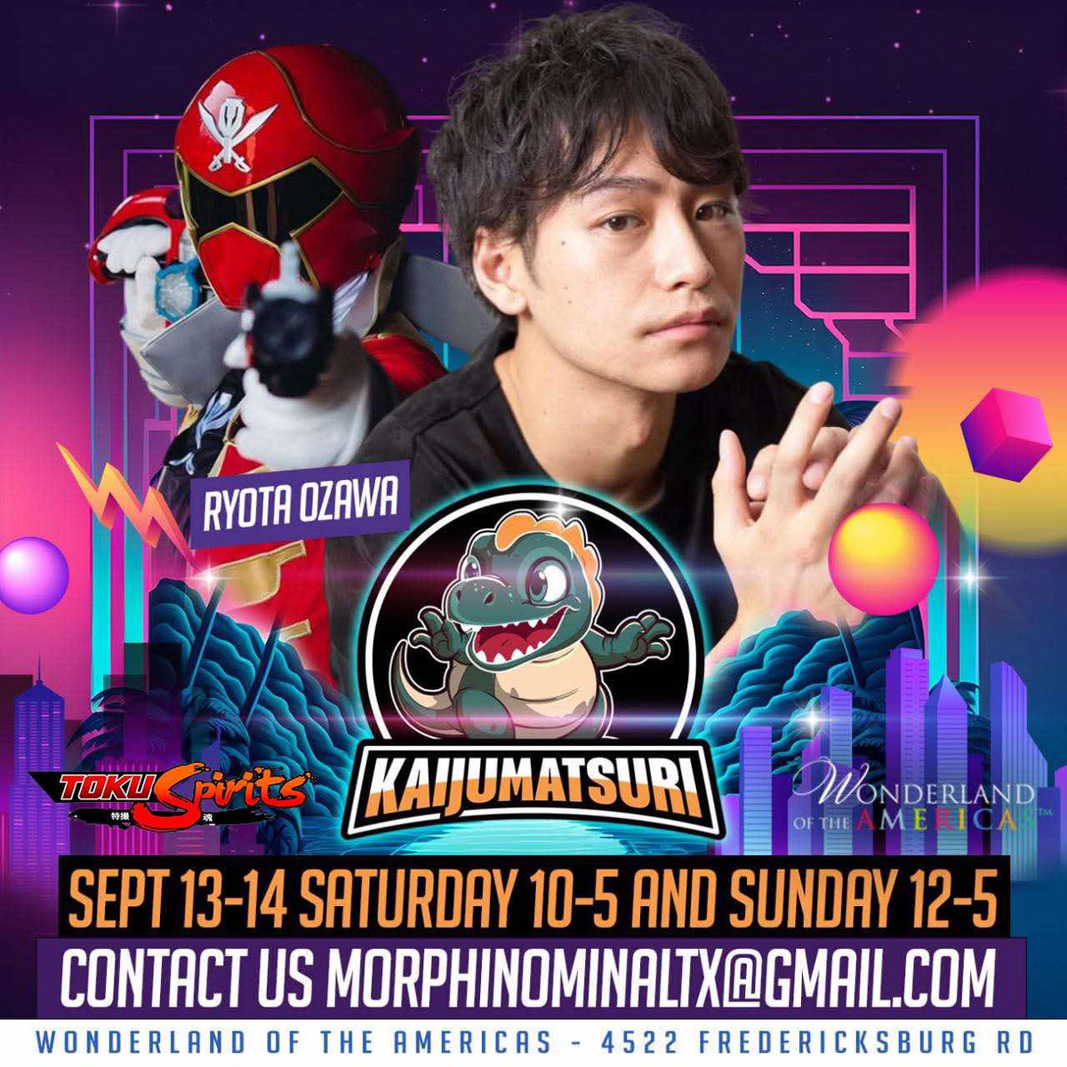 Get ready, San Antonio! Gokai Red himself, Captain Marvelous portrayed by the one and only Ryota Ozawa is coming to Kaijumatsuri on September 13-14 at Wonderland of the Americas! Don’t miss this rare chance to meet the legendary Kaizoku Sentai Gokaiger star in person!