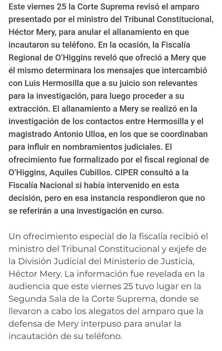 Roja53C's tweet photo. Ciper revela que la fiscalía le ofreció al TC Héctor Perez eligiera los mensajes que el le había enviado a hermosilla que lindo no.. ojalá todos los chilenos tuviéramos las  mismas oportunidades de elegir mis pruebas por un delito https://t.co/1TfzpSLGI6