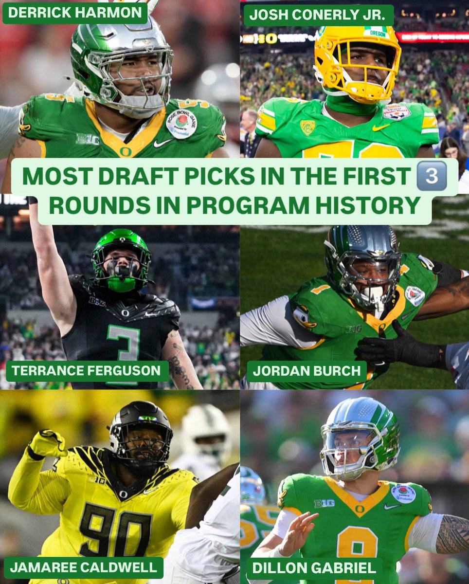 6️⃣ Ducks off the <a href="/NFLDraft/">NFL Draft</a> board 👀🦆

#B1GFootball x <a href="/oregonfootball/">Oregon Football</a>