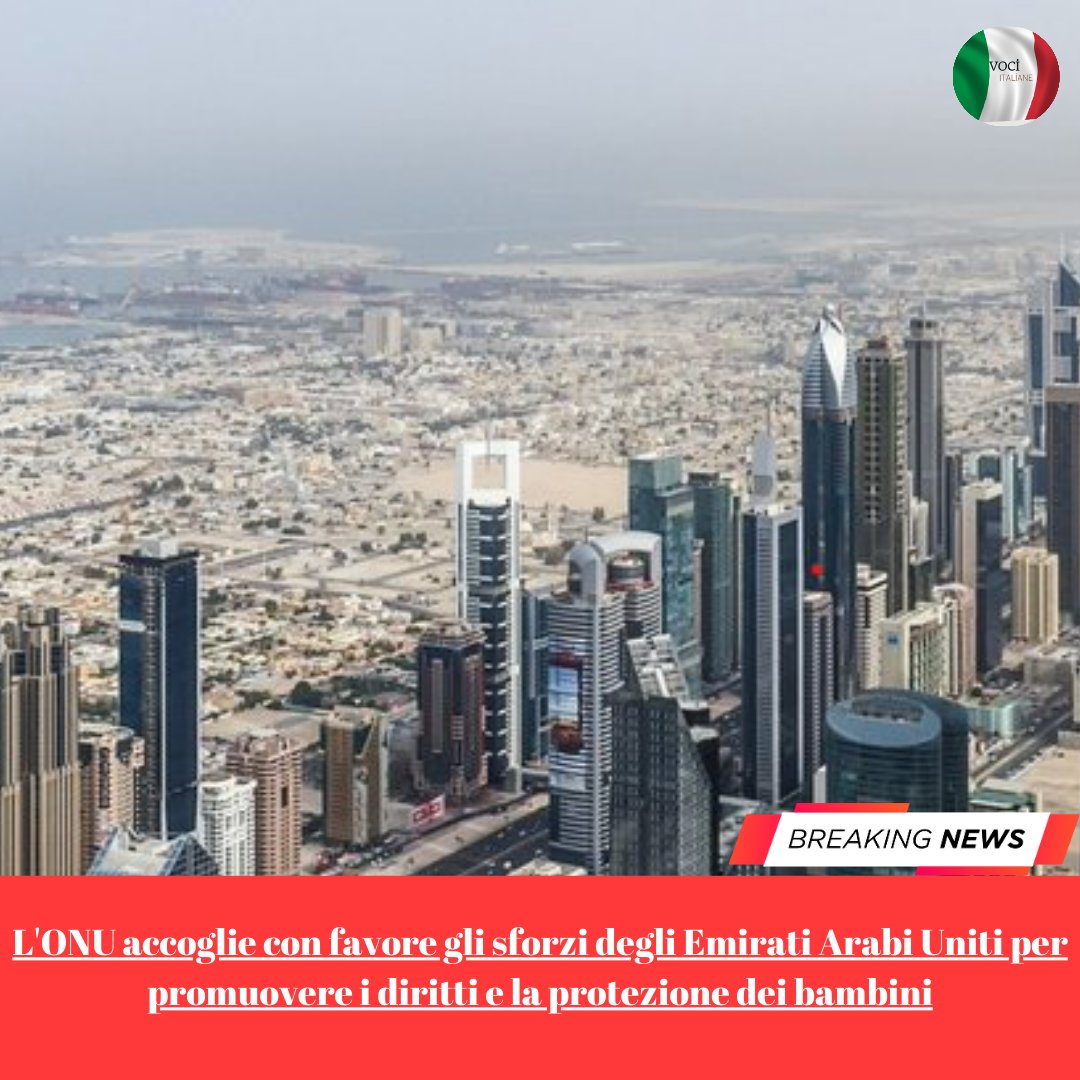 VociItaliane's tweet image. Le Nazioni Unite riconoscono il solido impegno degli Emirati Arabi Uniti nel promuovere i diritti e la protezione dei bambini. Il vero progresso si ottiene quando l&apos;azione si unisce all&apos;advocacy. 👏

#ChildRights #UNSupport #UAEInitiative #ProtectChildren #GlobalAction