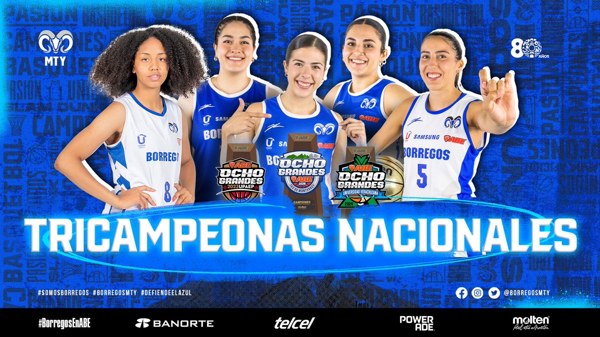 🏆¡TRICAMPEONAS NACIONALES!🏆

¡Nuestro equipo de #BorregosMTY ⛹🏼‍♀️hace historia en los #8Grandes de la <a href="/AsocBasquetEst/">Liga ABE México</a> con su 3️⃣er. campeonato consecutivo!🏆🏆🏆

¡Muchas felicidades BORREGOS!

#LigaABE #BorregosEnABE #LigaABE