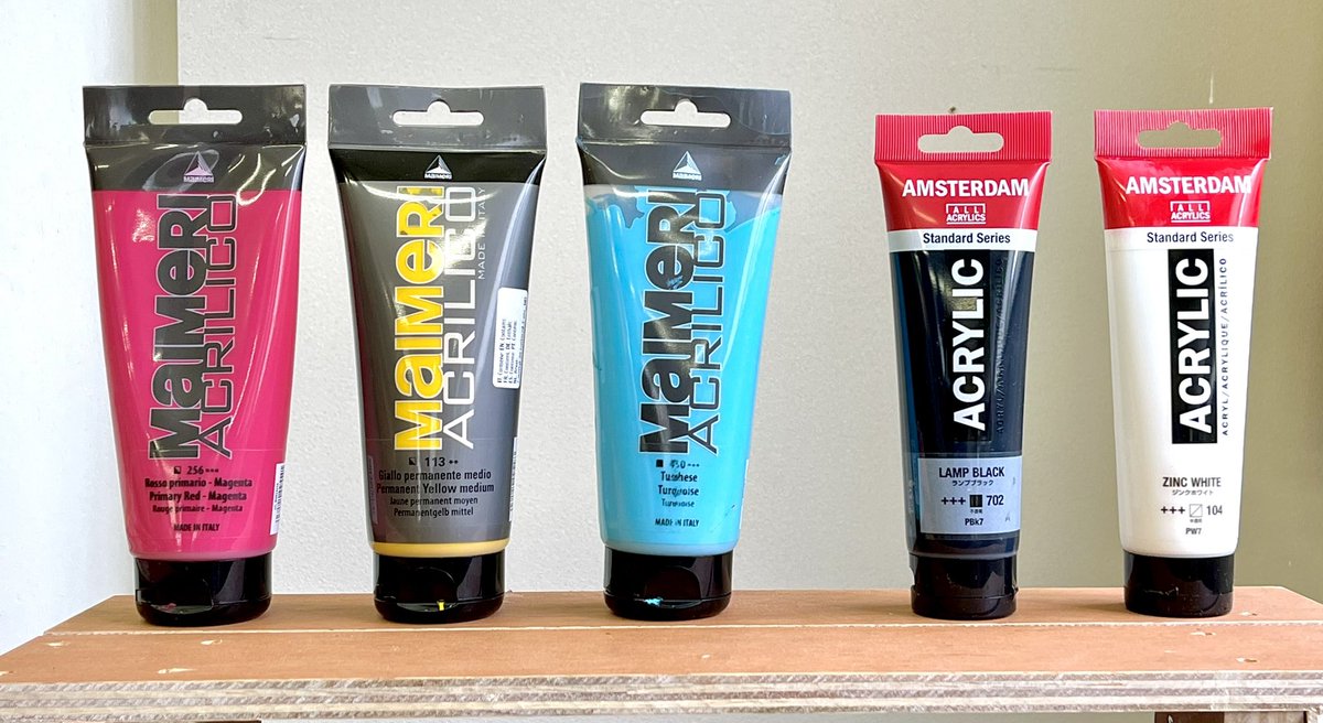 Twitteppo's tweet image. 先週末開催の単発アート教室の手応えとかを長々と書きました☆与えた絵具はCMY（+BW）のみ。
紙パレの上は切り取り方によってはもうちょっとした抽象絵画（！）
今後も継続開催できる道を探りたい。
#SenseOfFun #東久留米 
instagram.com/p/DI4EdX8yVOD/…