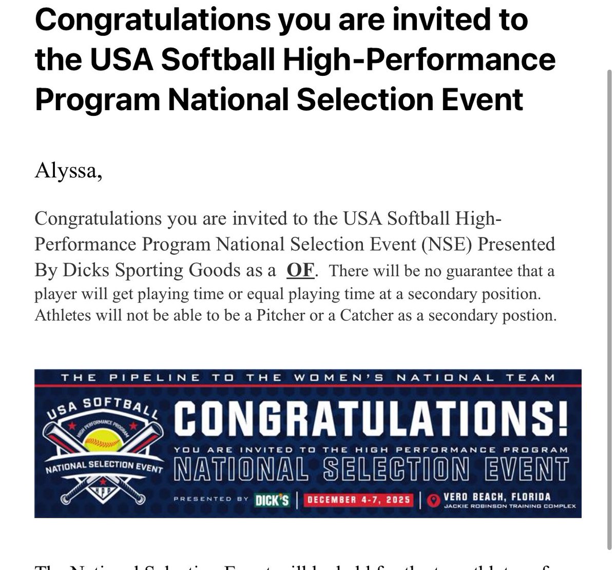 Thank you for this opportunity  <a href="/USASoftball/">USA Softball</a> 🥎 honored!