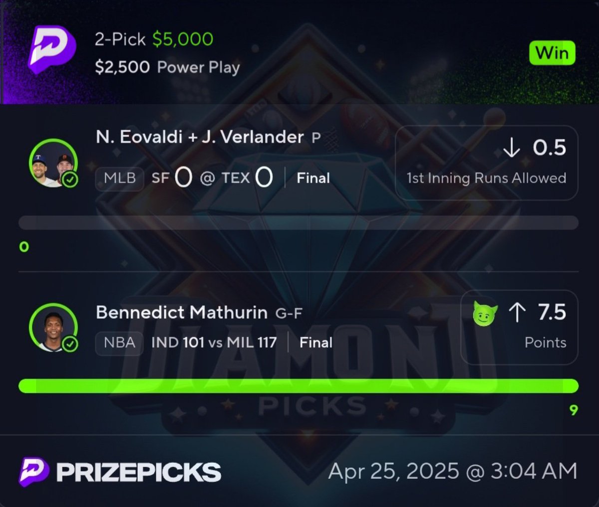 DiamondPicksss's tweet image. 𝗕𝗟𝗘𝗦𝗦𝗜𝗡𝗚 a 𝗙𝗢𝗟𝗟𝗢𝗪𝗘𝗥 WITH $500 WE JUST SMACKED! 💚⤵️

LIKE 👍 &amp;amp; RETWEET♻️ THIS TWEET TO BE ENTERED! 👇

BANGGG🧑‍🔬 CASH THE🏀 ⚾️ $5,000 PLAY ☢️✅

POSTED IN DUBCLUB 📲 💚 

⬇️ {FREE VIP} ⬇️
(dubclub.win/r/p/pri-76d6f/…)

#PrizePicks | #GamblingX | #MLB