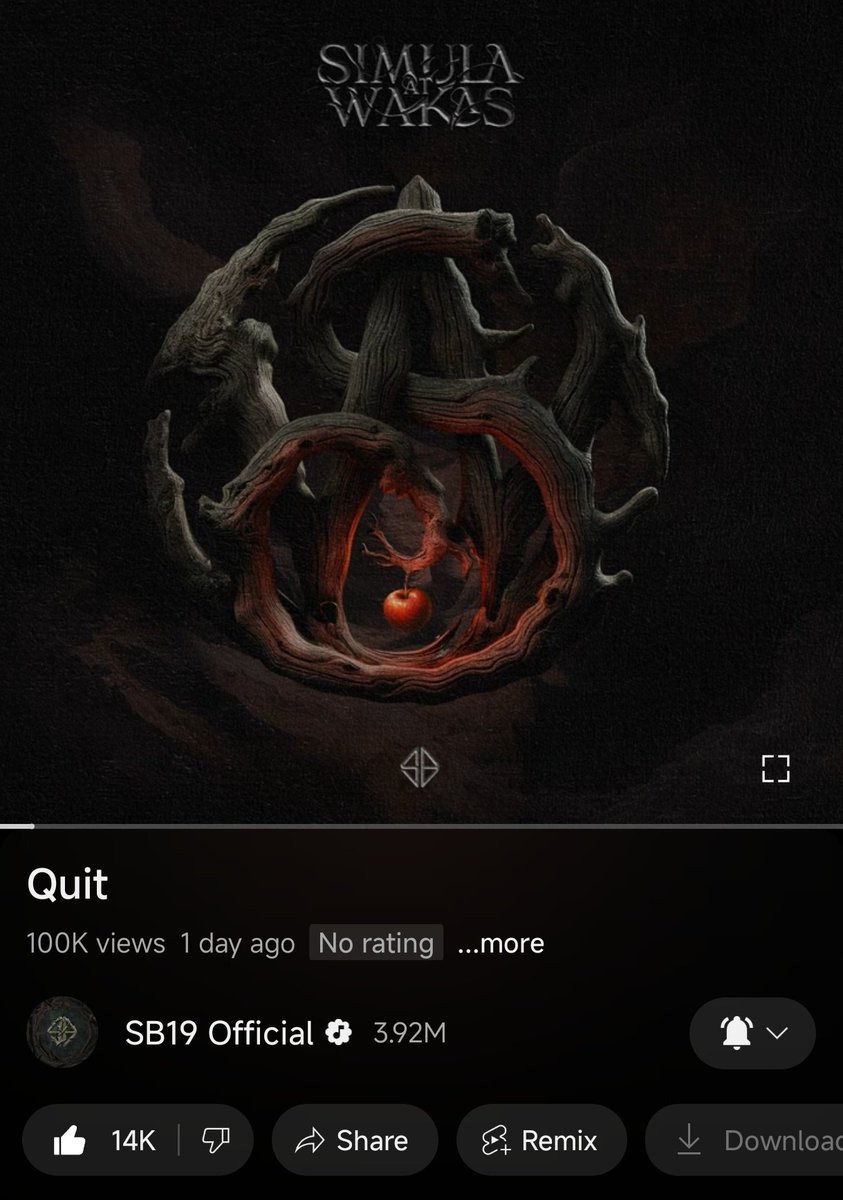 2Kenjo717's tweet image. QUIT - 100k views
Congrats langga @felipsuperior
& @SB19Official ๐
SB19 SAW EP RELEASE
#SB19
#SimulaAtWakas #SB19SaW
#SimulaAtWakasOutNow