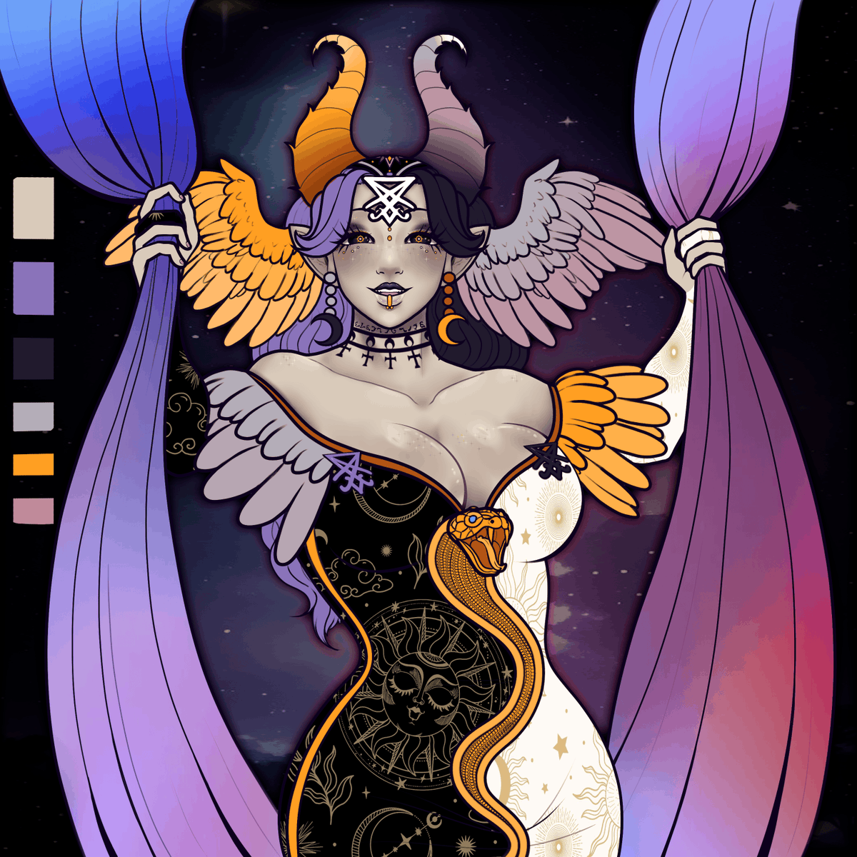 CNE_Cyrusu's tweet photo. Meet, Statera Imera, Princess of Pride and future partner of Ari 

 #monstergirl #demonoc #demongirloc #demongirl #nephilimcharacter #halfangel #princessoc #hellverse #digitalart #digitalartist #ocart #ocartist https://t.co/wi6xWtmBoS