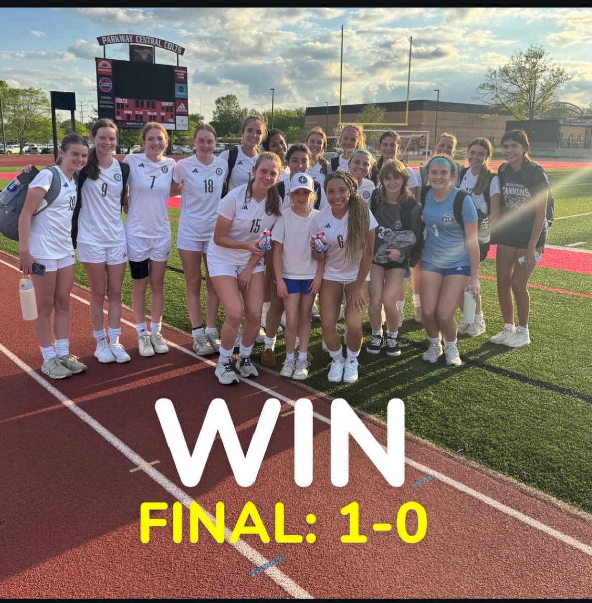 Bombers get a big road win today at Parkway Central.  Ada Collier nets the lone goal on an assist from Ava Holman while Addie Tomlinson with the shutout in goal.  Great game, Bomb!